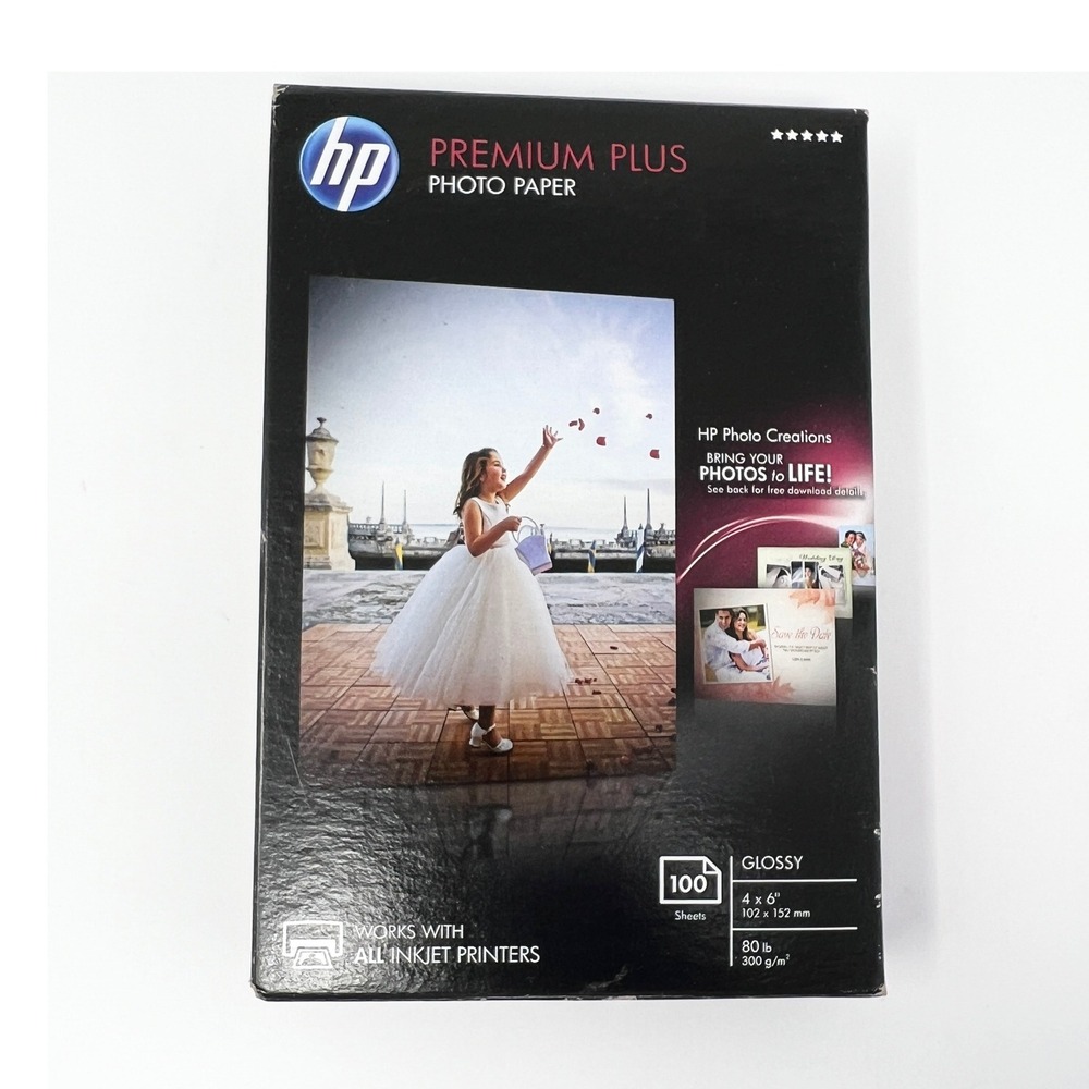 HP Premium Plus 4x6" Photo Paper Glossy Inkjet 100 Sheets CR668A NEW